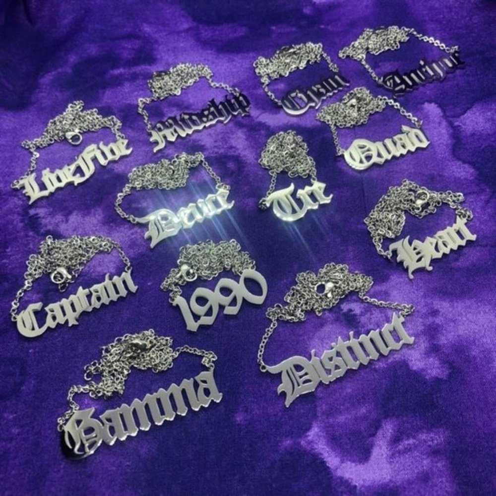 Silver 1990 /Captain/ Anchor/ Deuce/ Quad/ Tre/ Sorority/Gamma Necklace Chain